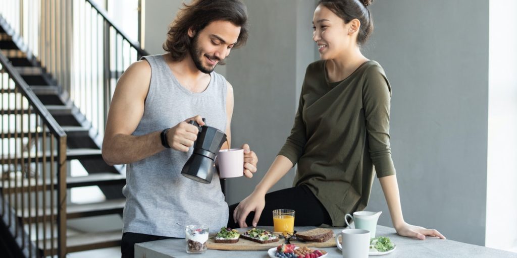 couple enjoying breakfast